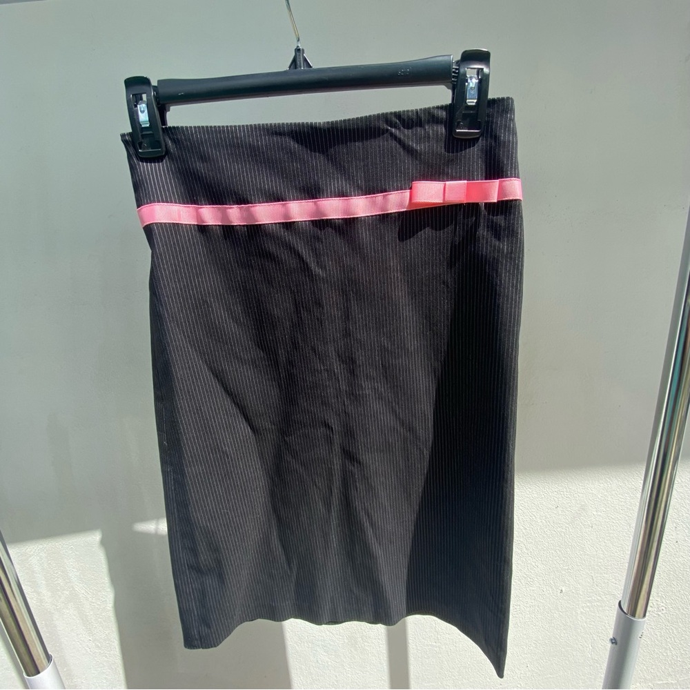 Y2K Black & Pink Pinstripe Pencil Skirt Size 8